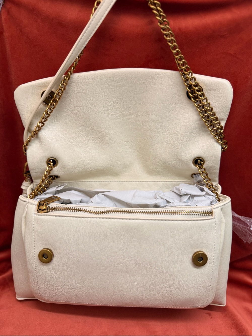 Steve Madden Cream Shoulder Bag with Gold Chain - Picture 4 of 6